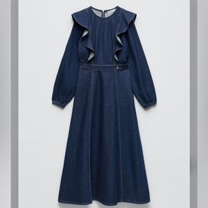 Zara FRILLED MIDI DRESS.